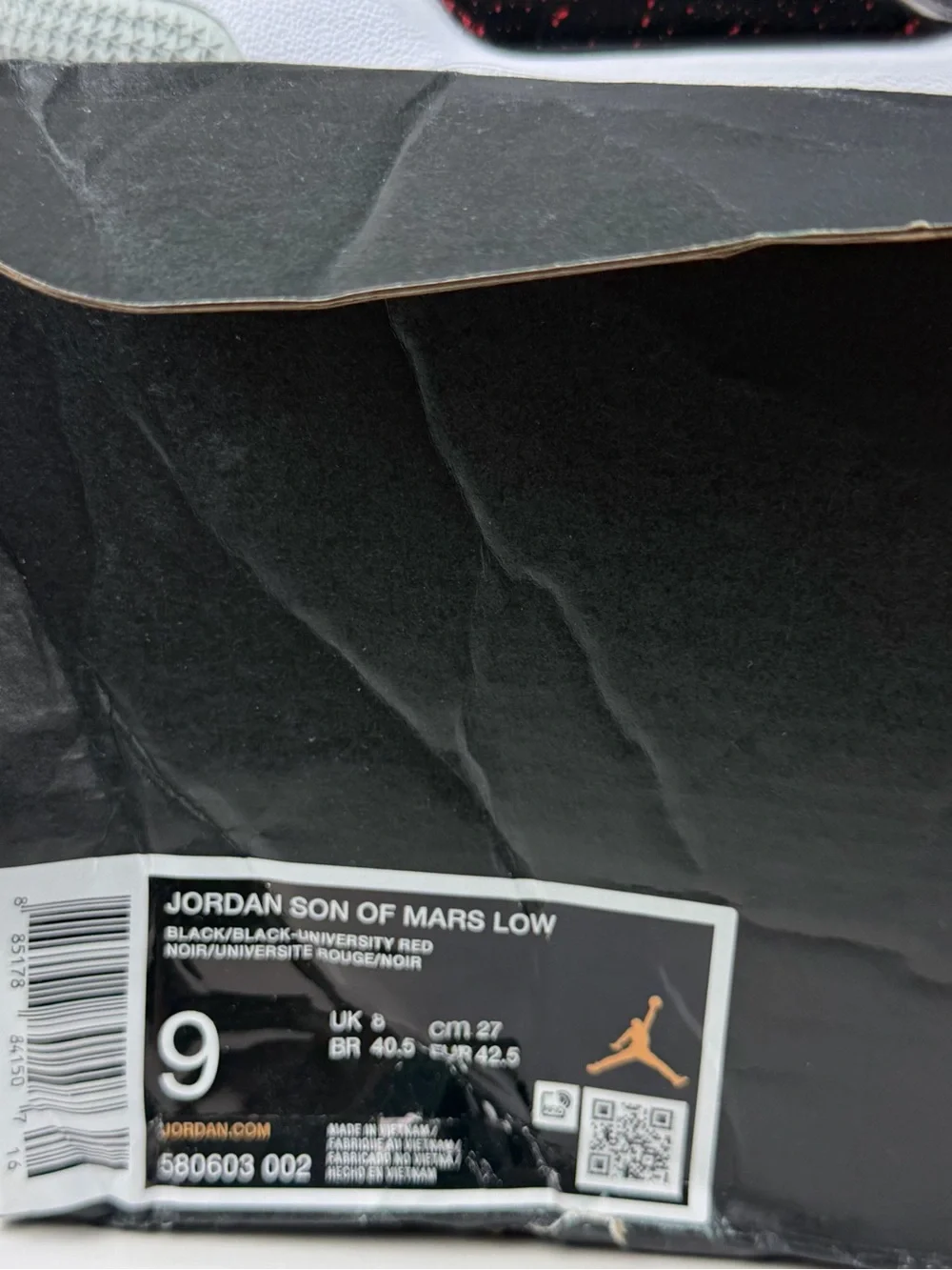 Nike Air Jordan Son of Mars Low Black Cement Men’s 9 580603-002 New -Damaged Box